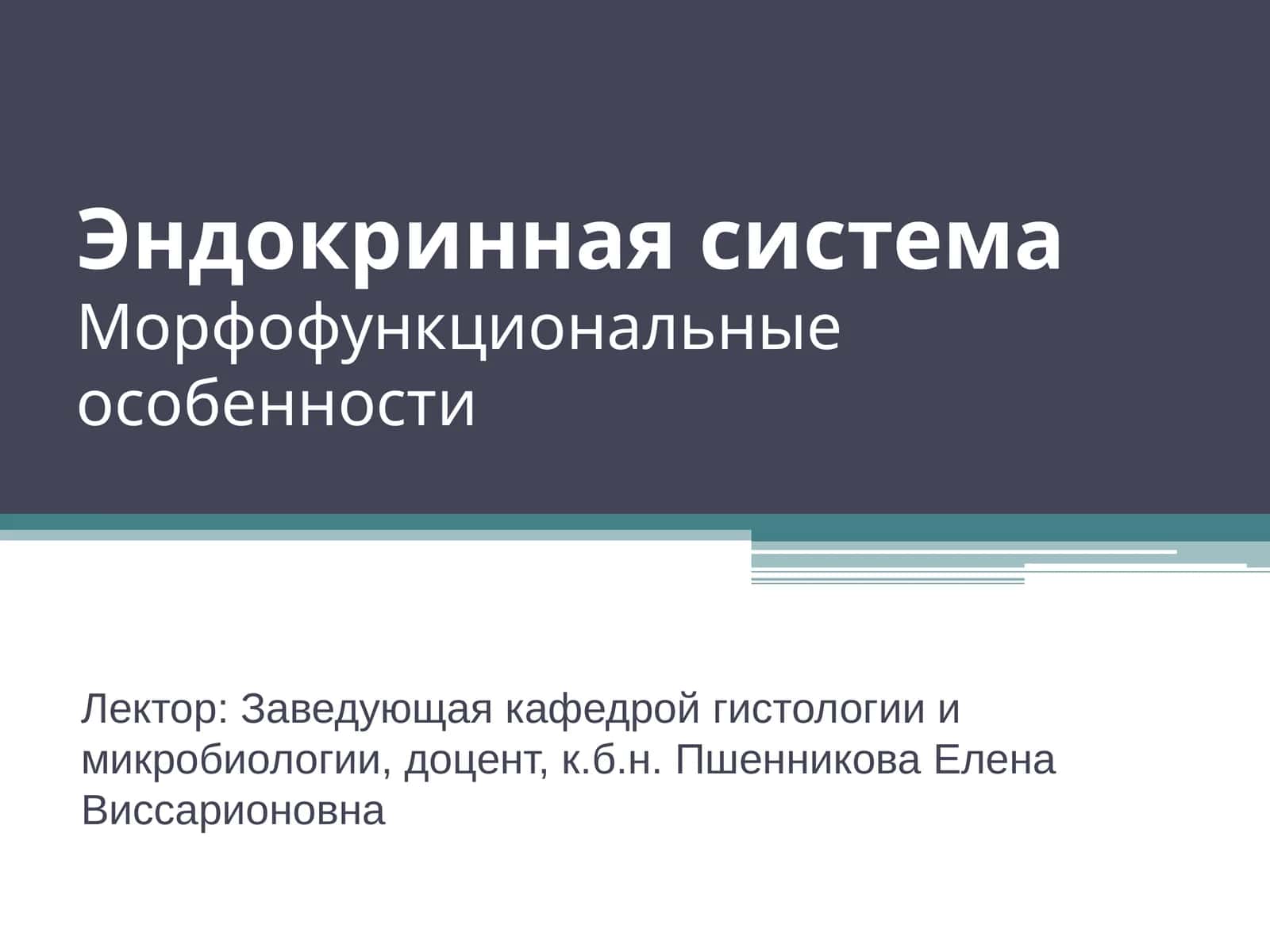Эндокринная система Морфофункциональные особенности 1