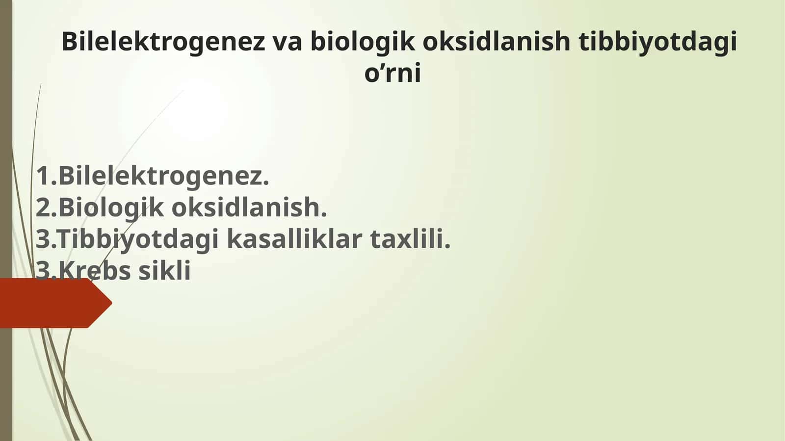 Bilelektrogenez va biologik oksidlanish tibbiyotdagi o'rni 1