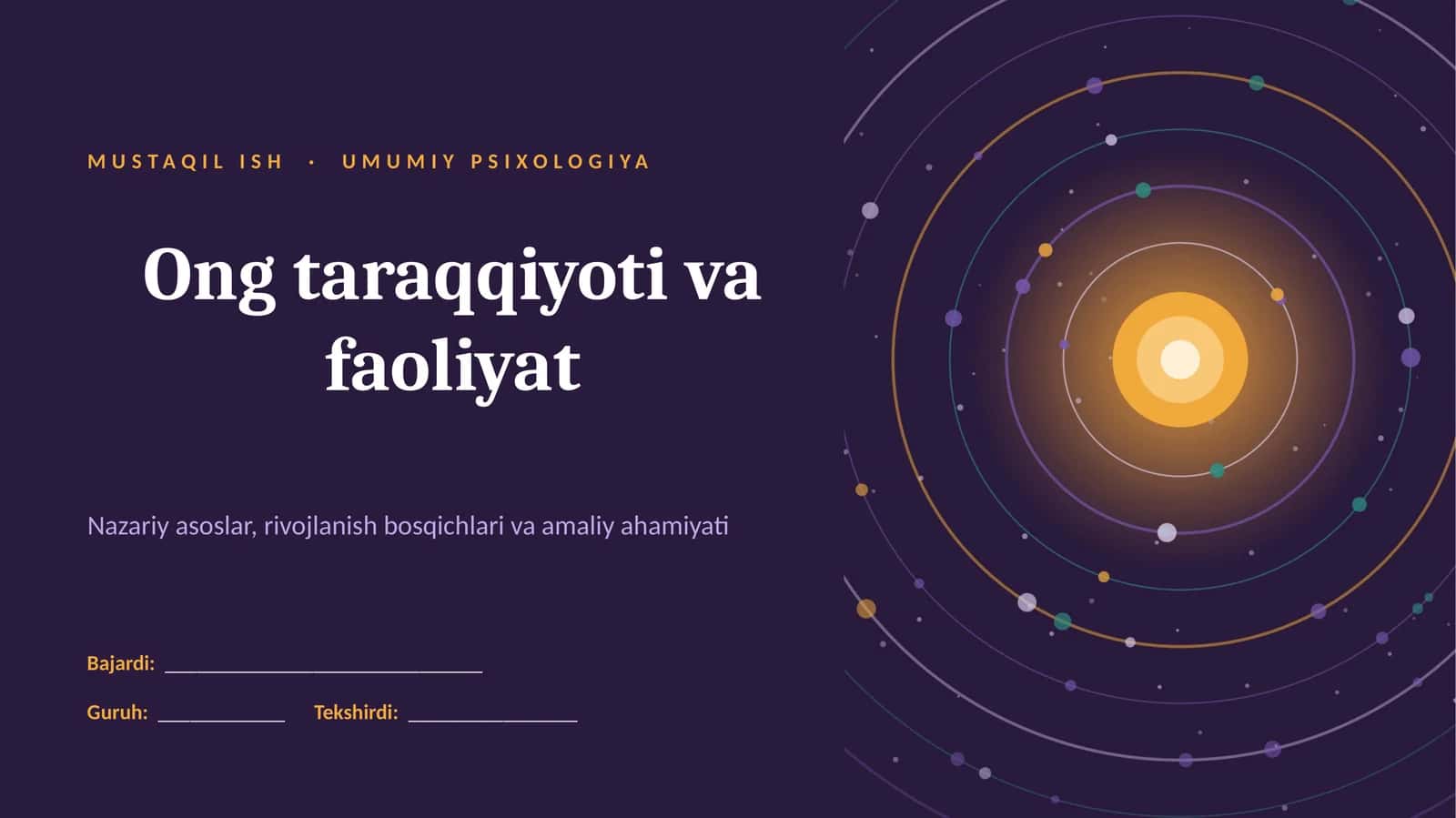 MUSTAQIL ISH · UMUMIY PSIXOLOGIYA 1