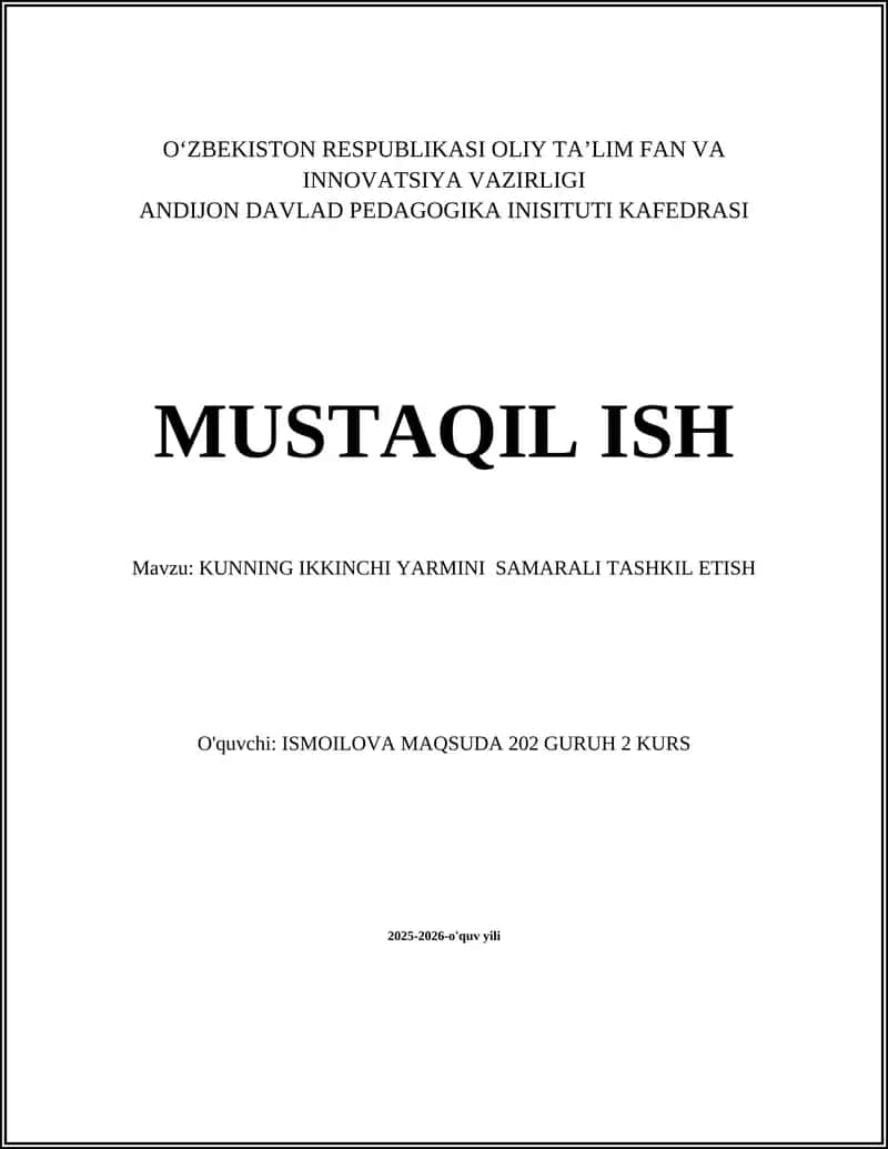 KUNNING IKKINCHI YARMINI SAMARALI TASHKIL ETISH 1