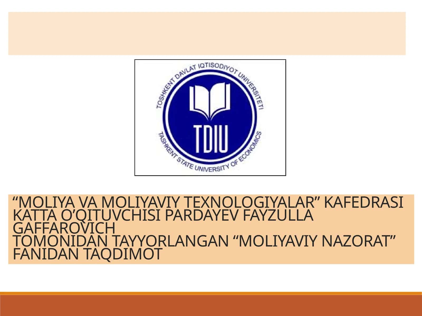 MOLIYAVIY NAZORAT 1
