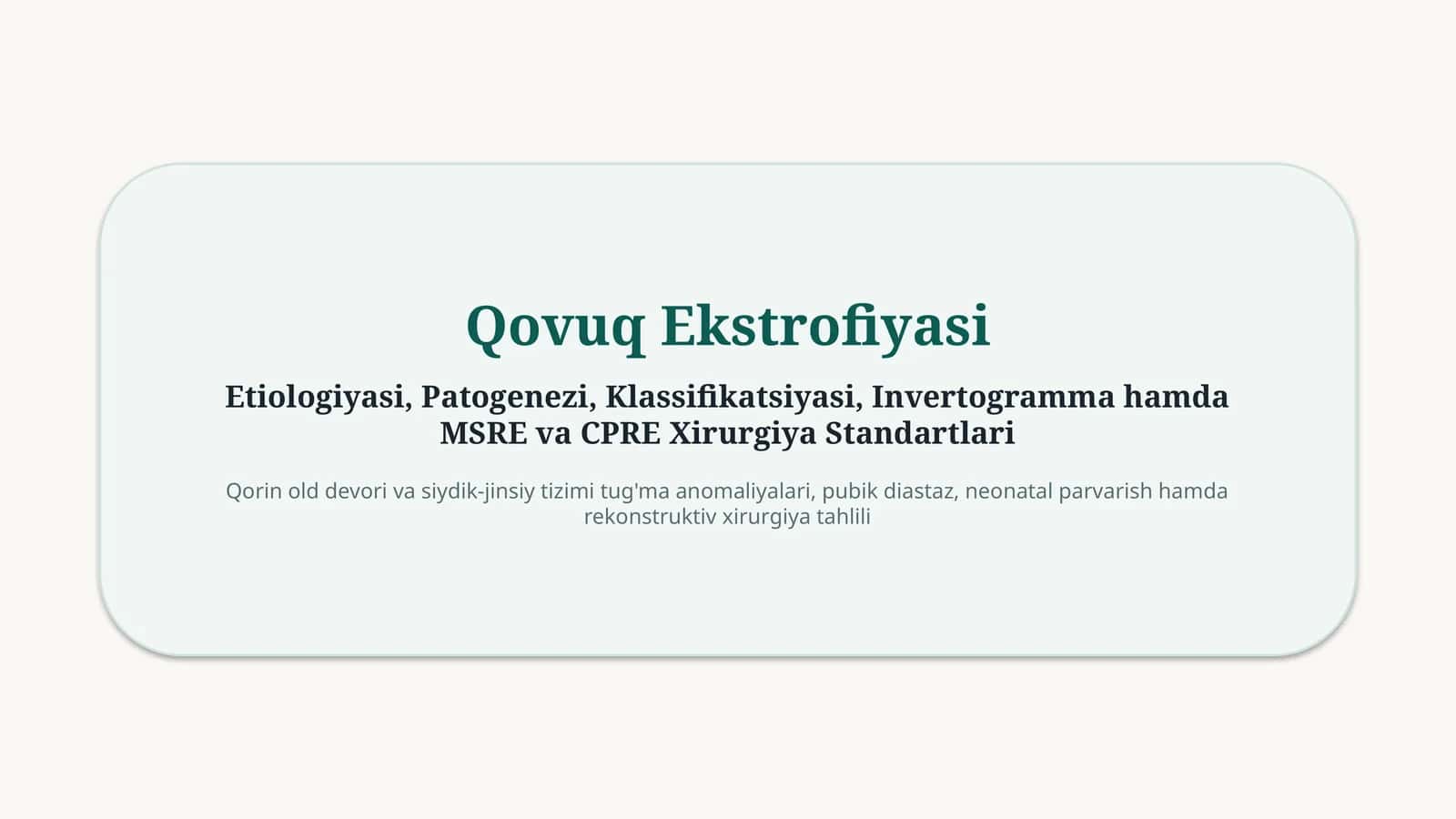 Qovuq Ekstrofiyasi 1
