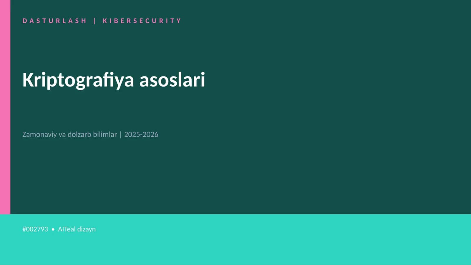 Kriptografiya asoslari 1