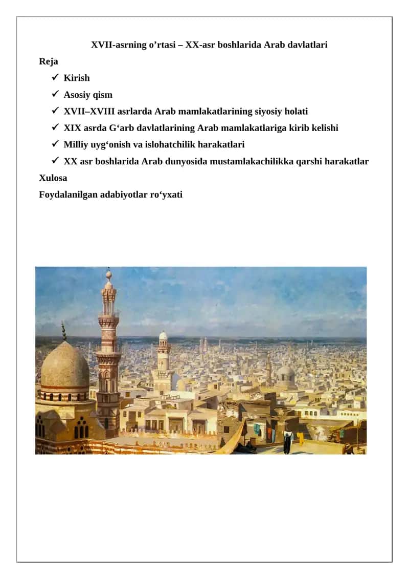 Arab Davlatlarining Siyosiy Holati 1