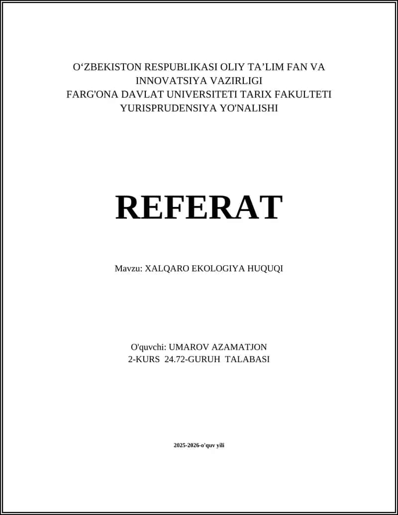 XALQARO EKOLOGIYA HUQUQI REFERAT 1
