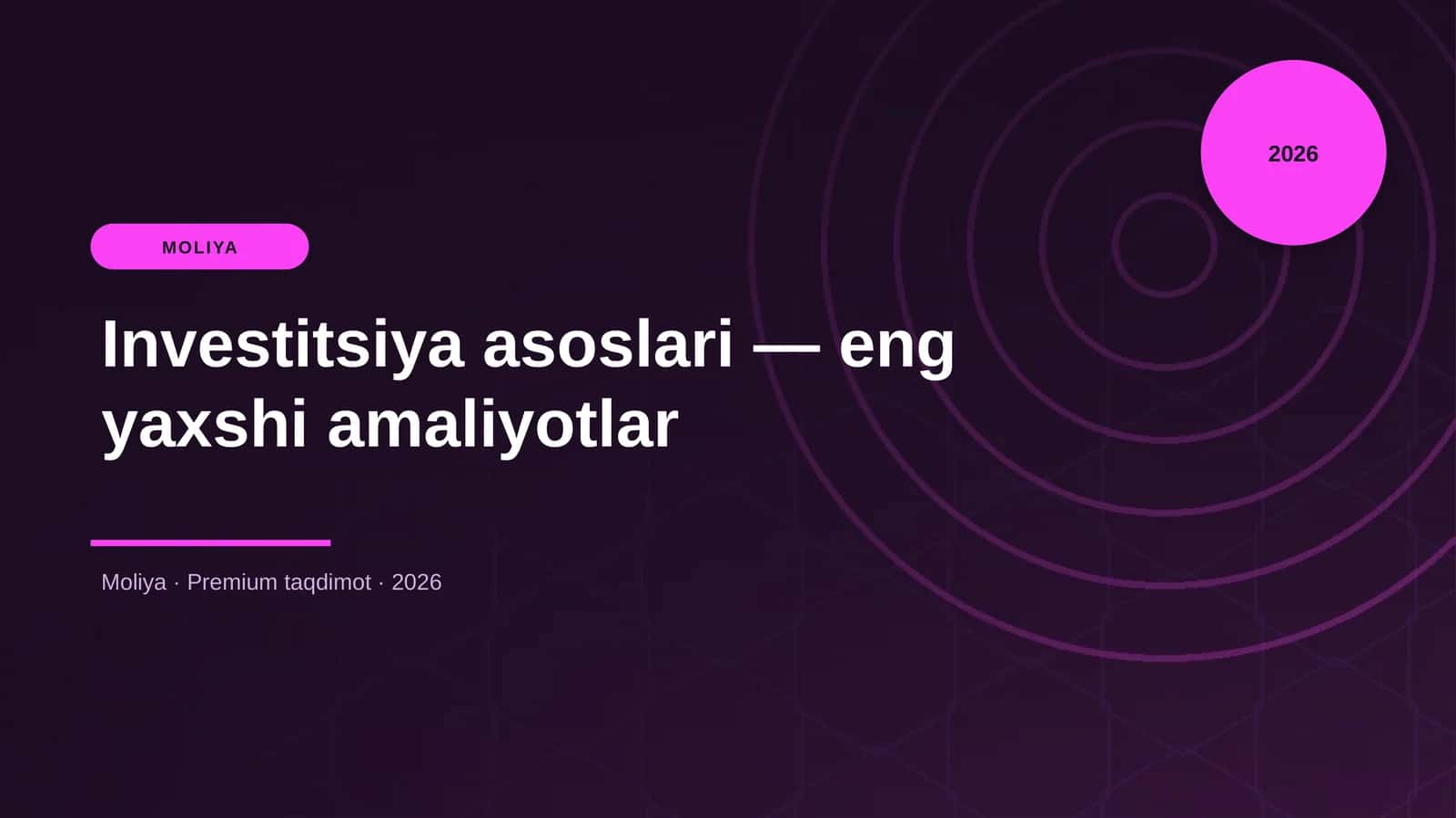 Investitsiya asoslari — eng yaxshi amaliyotlar 1