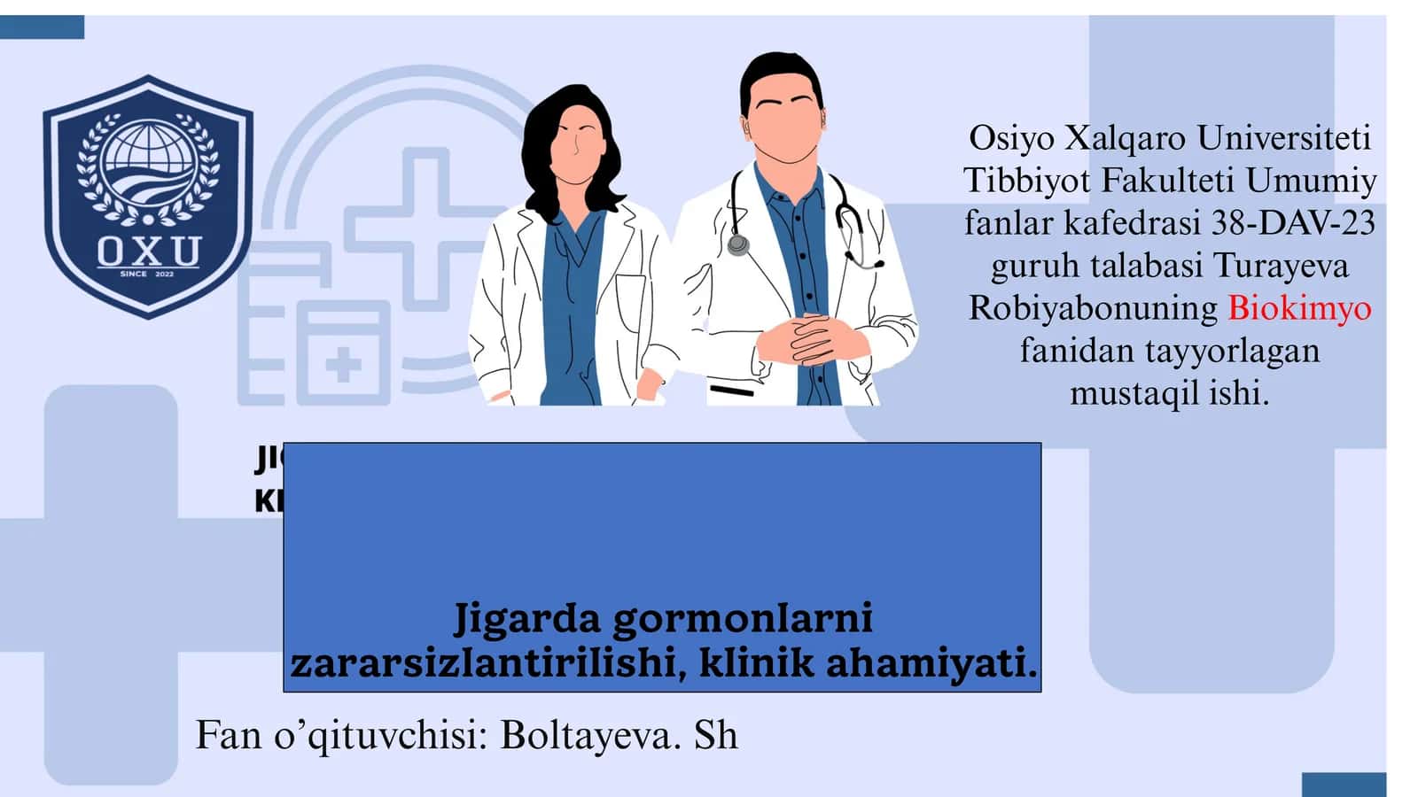 Jigarda gormonlarni zararsizlantirilishi, klinik ahamiyati 1