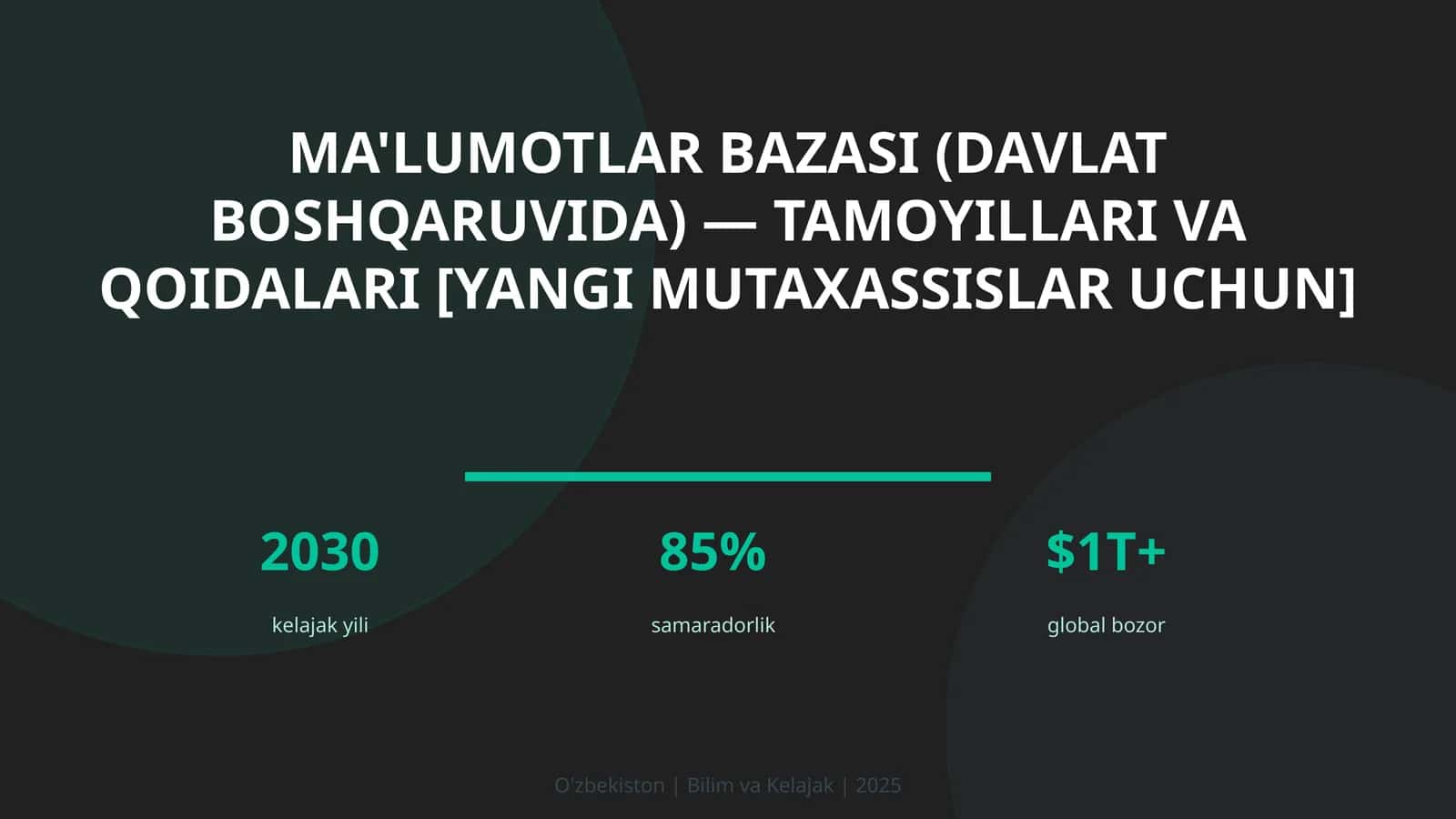 Ma'lumotlar bazasi (davlat boshqaruvida) — tamoyillari va qoidalari [yangi mutaxassislar uchun] 1