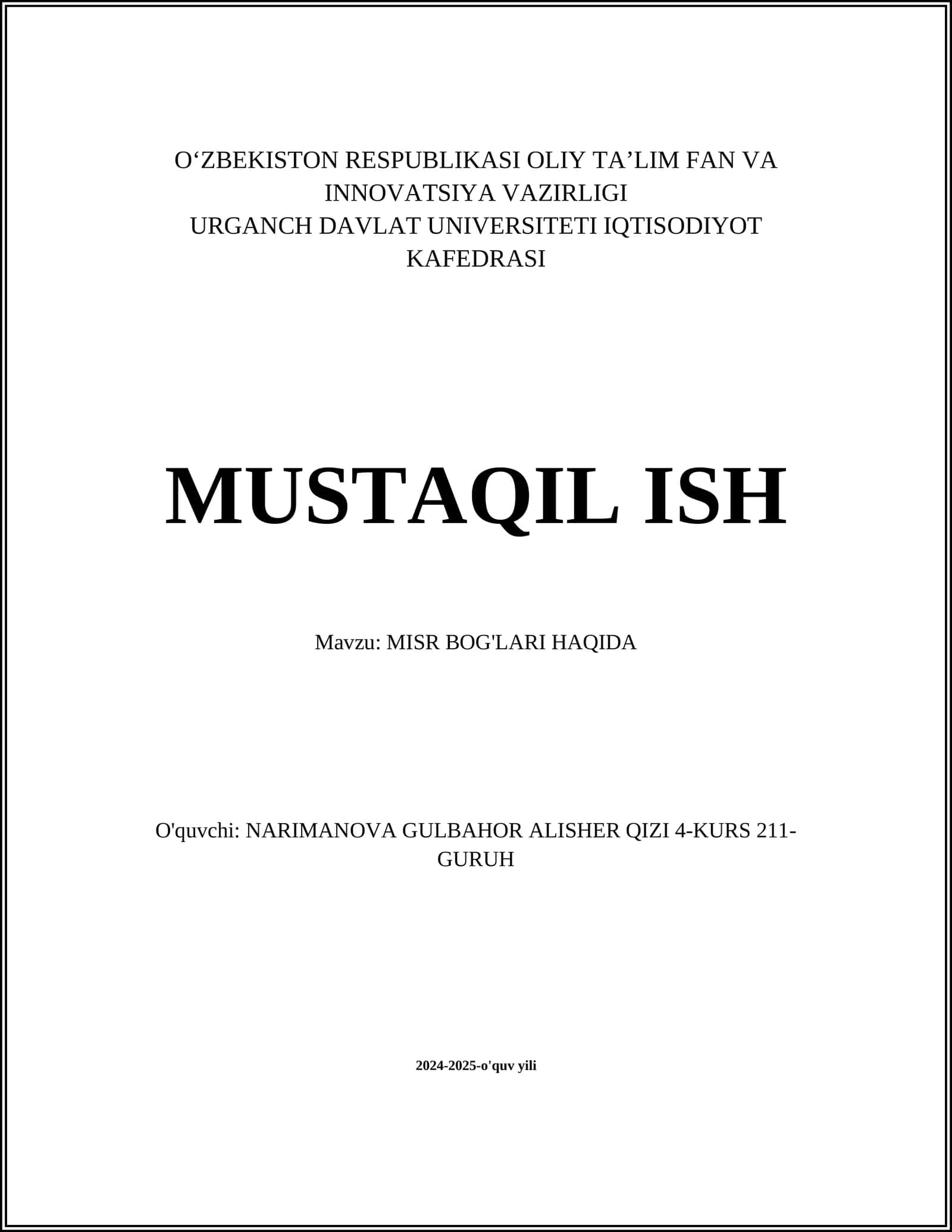 MISR BOG'LARI HAQIDA 1