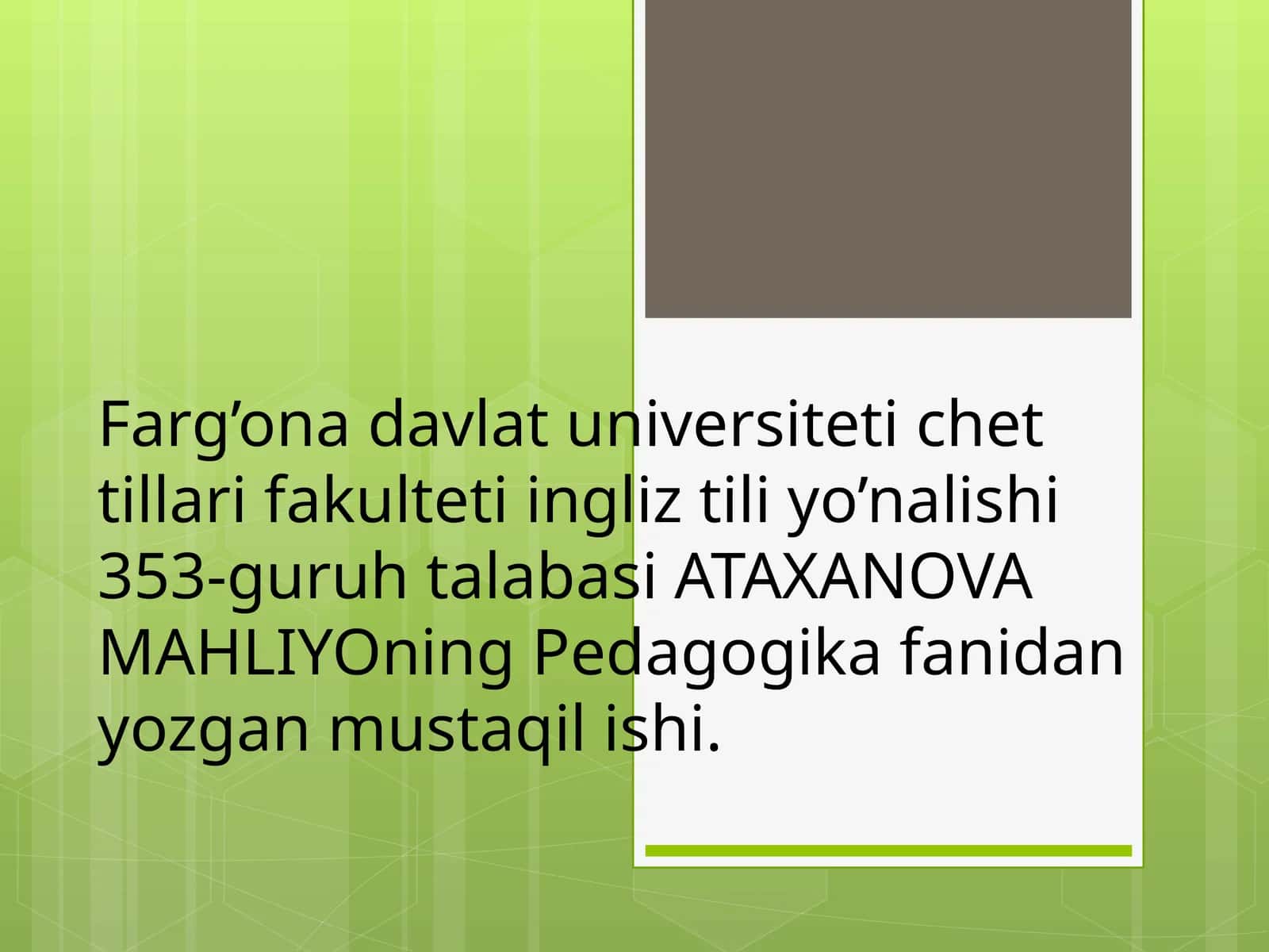 ATAXANOVA МAHLIYO 1