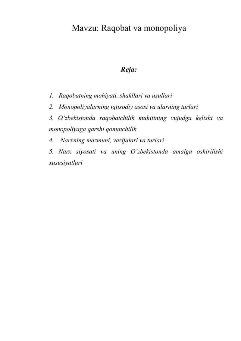 Raqobat va monopoliya 1