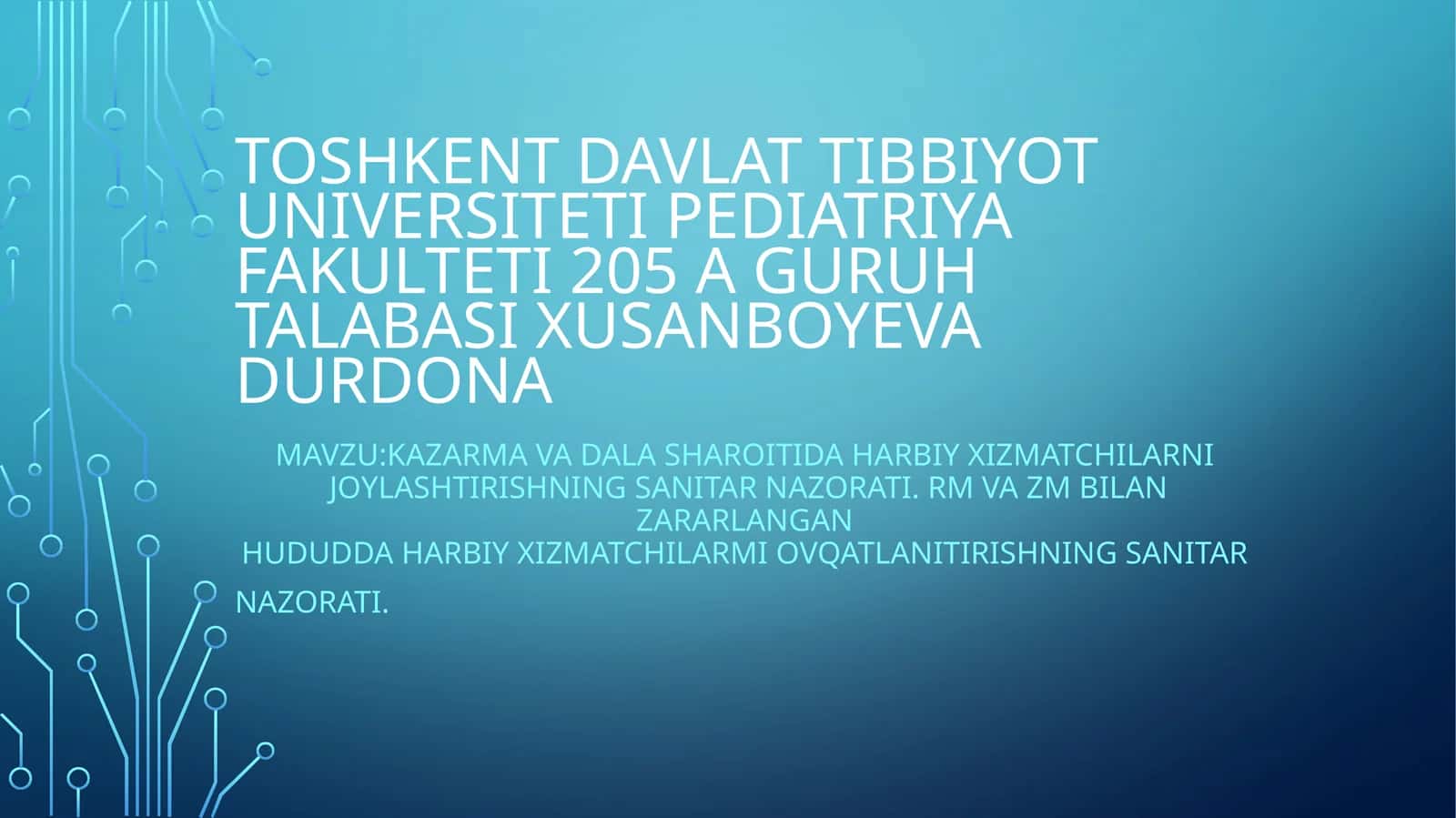 Kazarmava dala sharoitida harbiy xizmatchilarni joylashtirishning sanitar nazorati. RM va ZM bilan zararlangan hududda harbiyxizmatchilarmiovqatlanitirishningsanitar nazorati 1