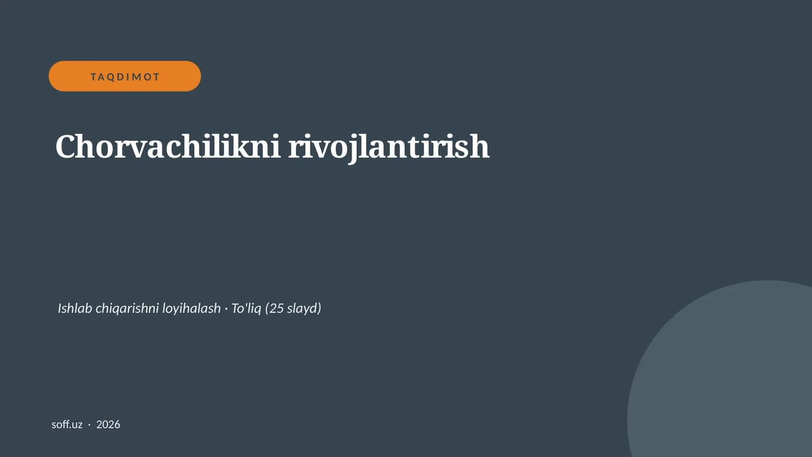 Chorvachilikni rivojlantirish 1