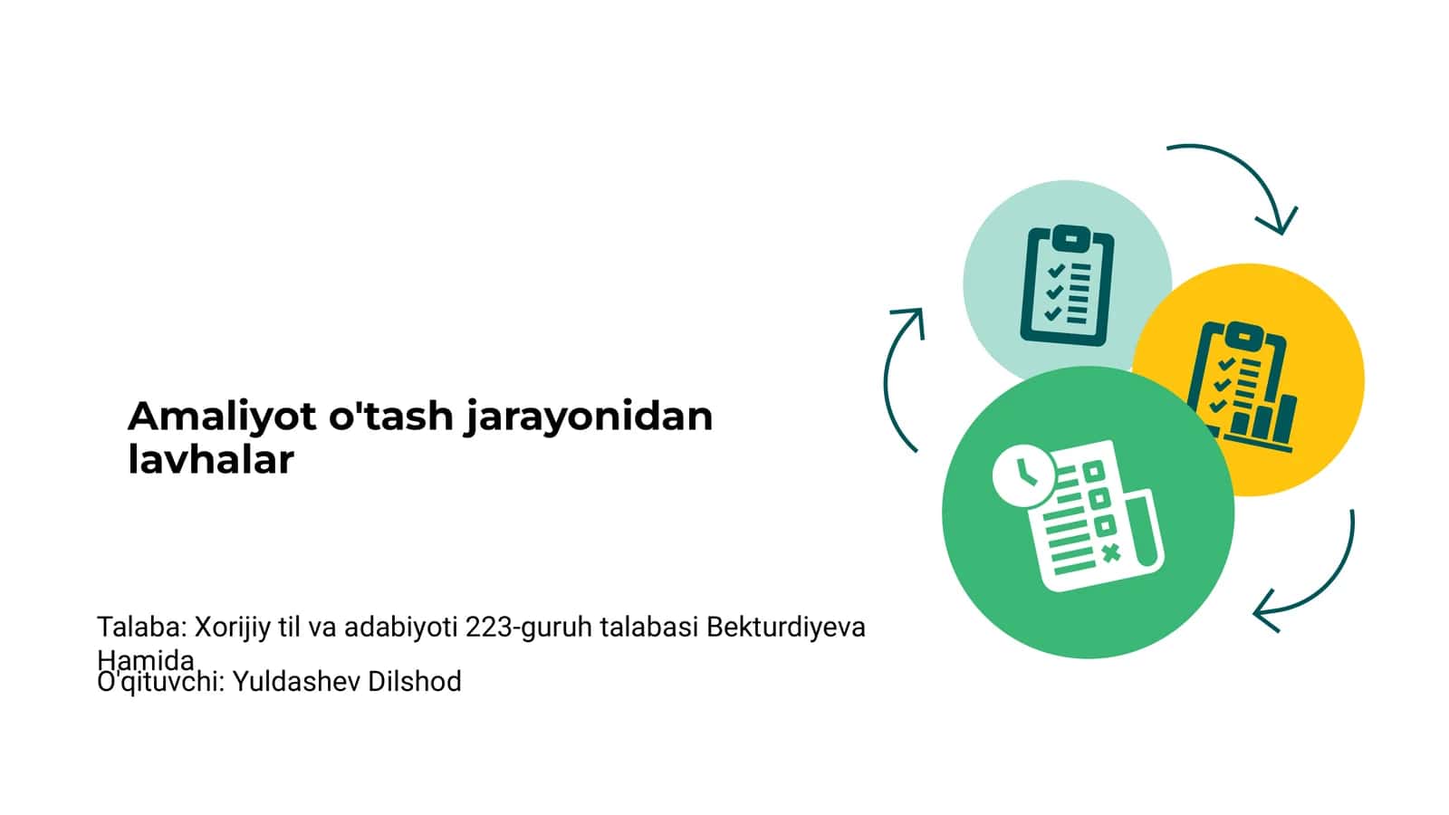 Amaliyot o'tash jarayonidan lavhalar 1
