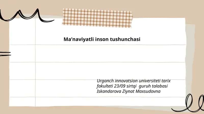 Ma'naviyatli inson tushunchasi 1