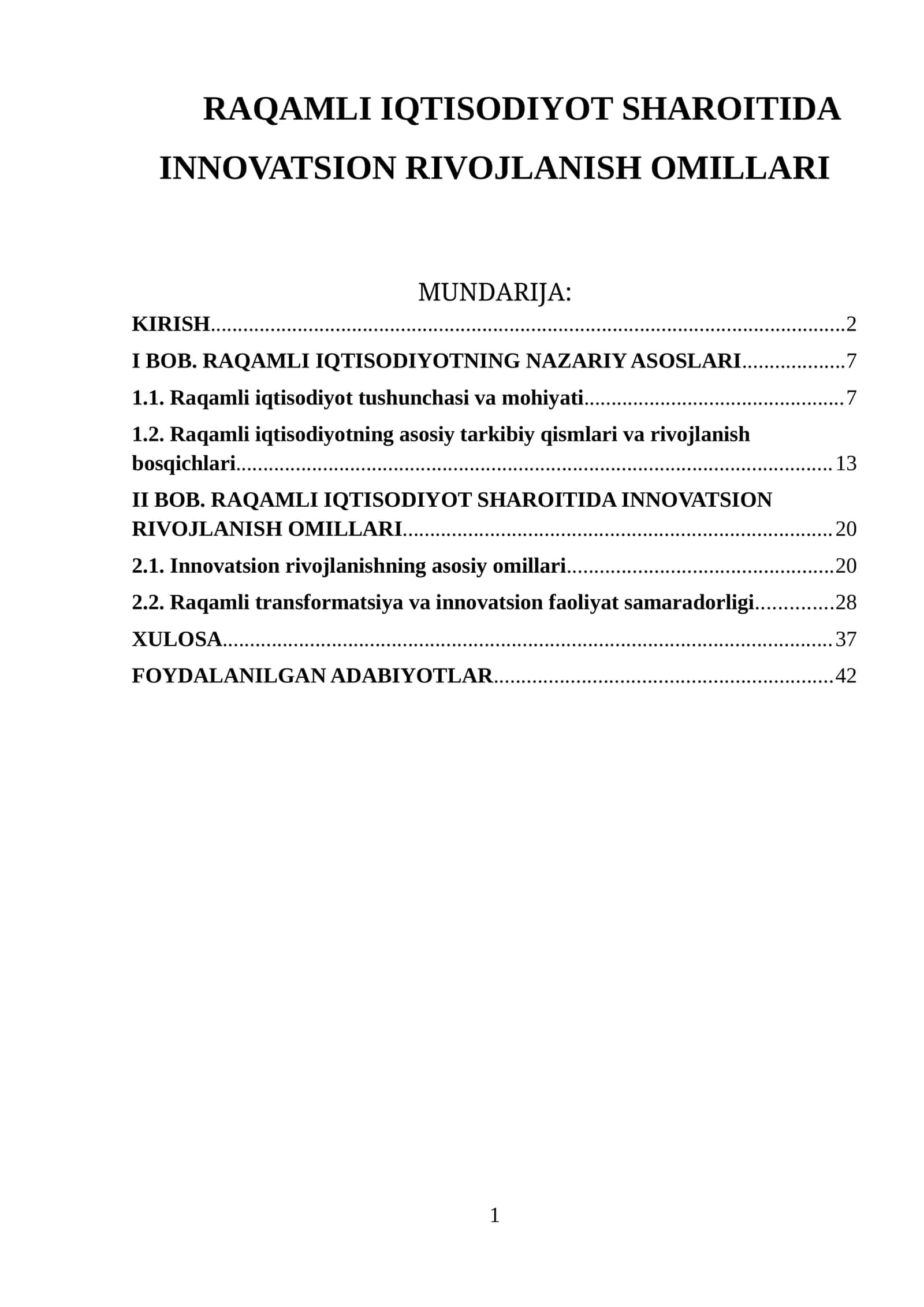 Raqamli iqtisodiyot sharoitida innovatsion rivojlanish omillari 1