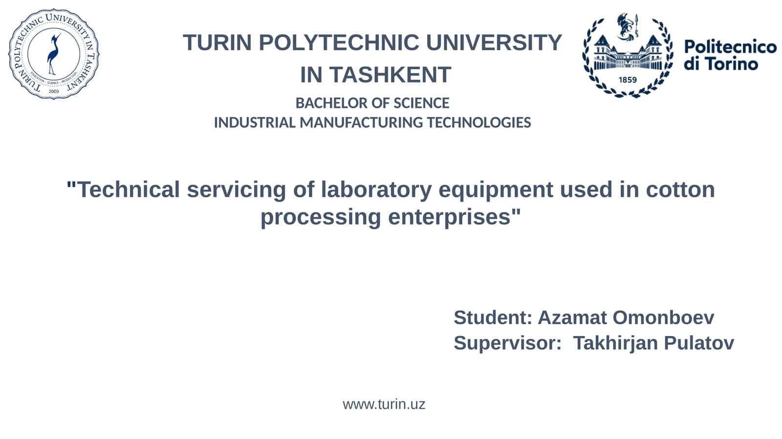 Technical servicing of laboratory equipment used in cotton processing enterprises 1