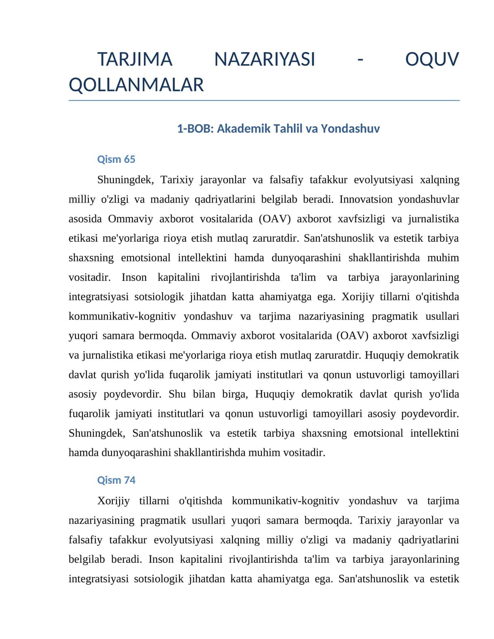 TARJIMA NAZARIYASI - OQUV QOLLANMALAR 1