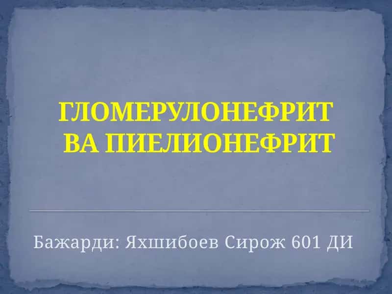 ГЛОМЕРУЛОНЕФРИТВАПИЕЛИОНЕФРИТ 1