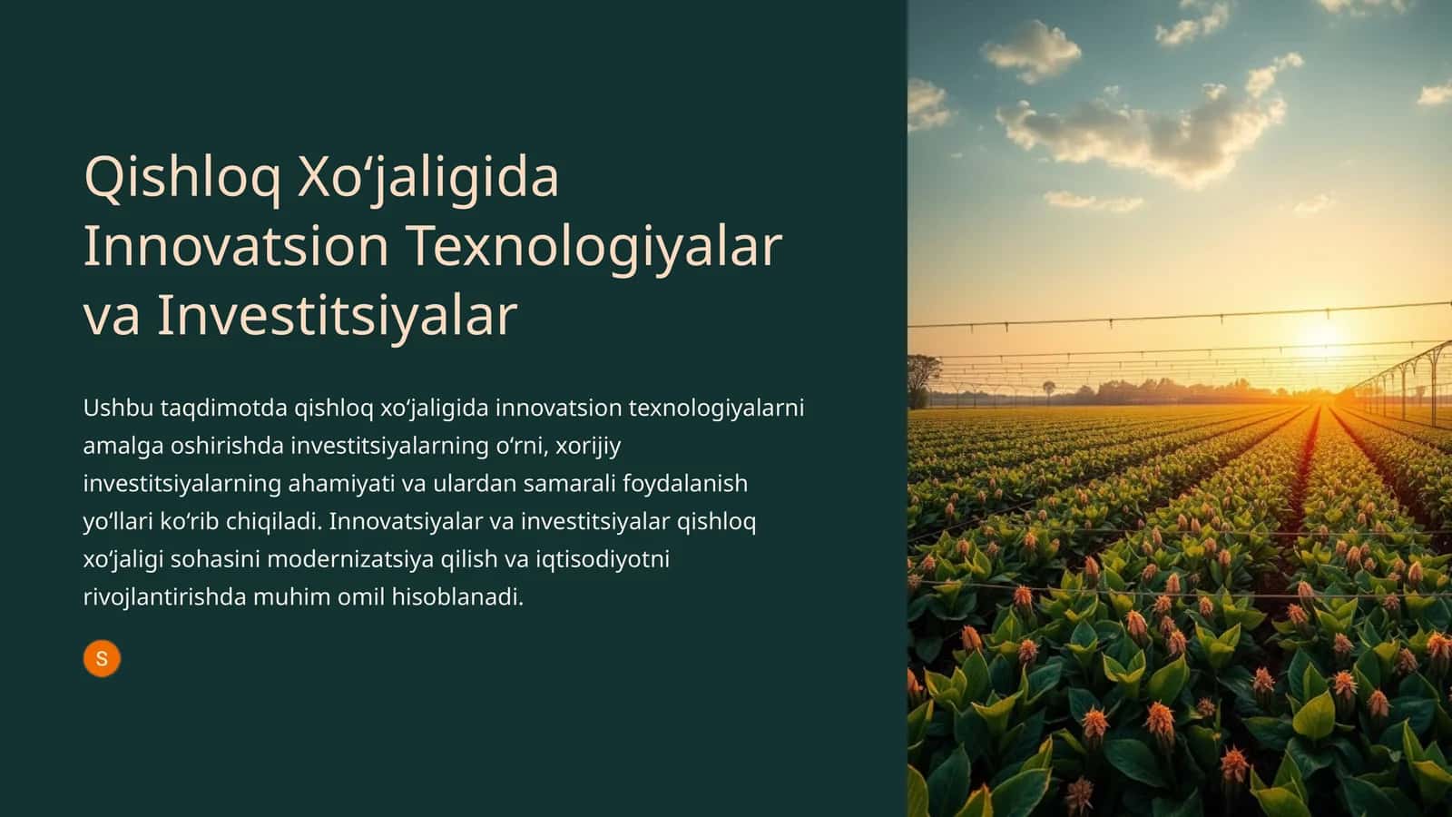 Qishloq Xo‘jaligida Innovatsion Texnologiyalar va Investitsiyalar 1
