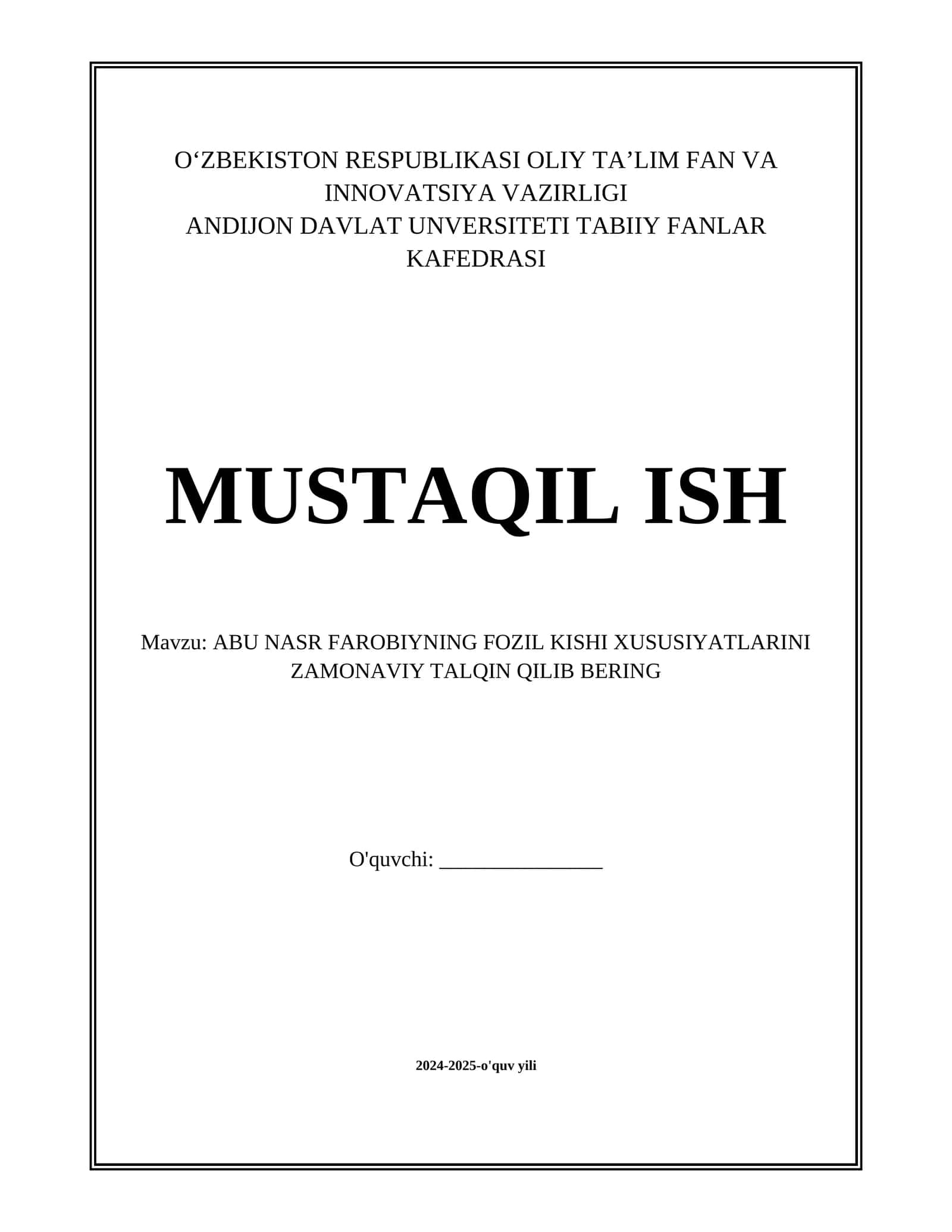ABU NASR FAROBIYNING FOZIL KISHI XUSUSIYATLARINI ZAMONAVIY TALQIN QILIB BERING 1