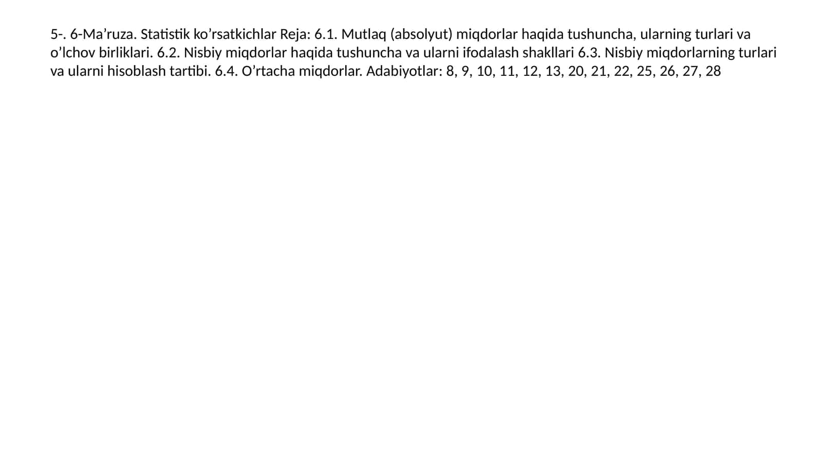 Statistik ko’rsatkichlar 1