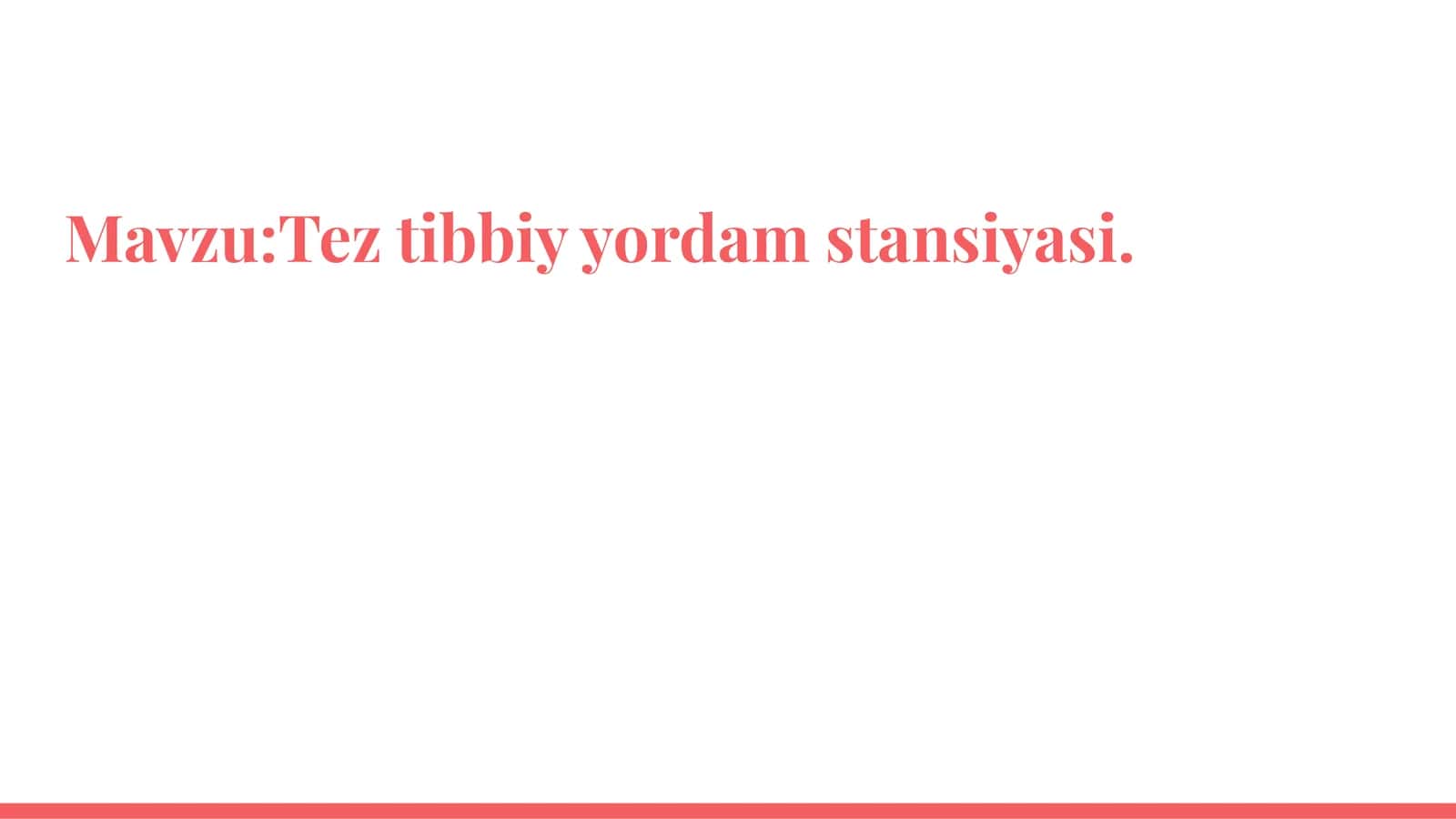 Tez tibbiy yordam stansiyasi 1