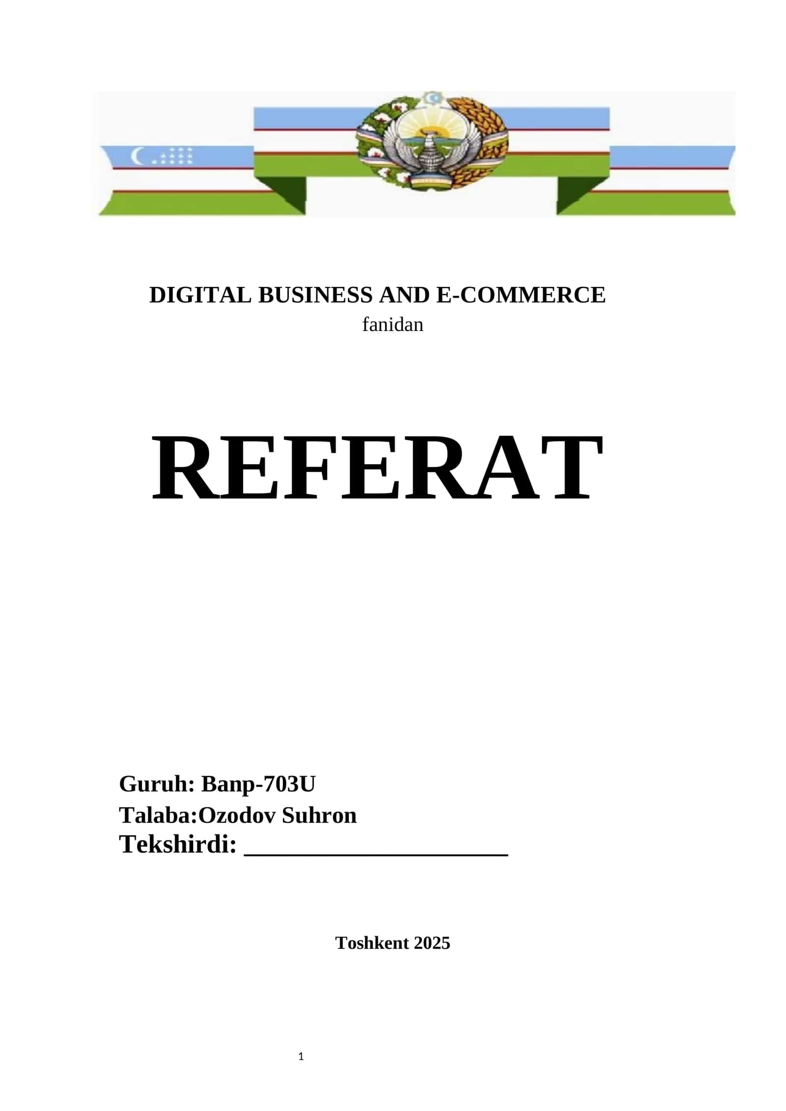 DIGITAL BUSINESS AND E-COMMERCE REFERAT 1