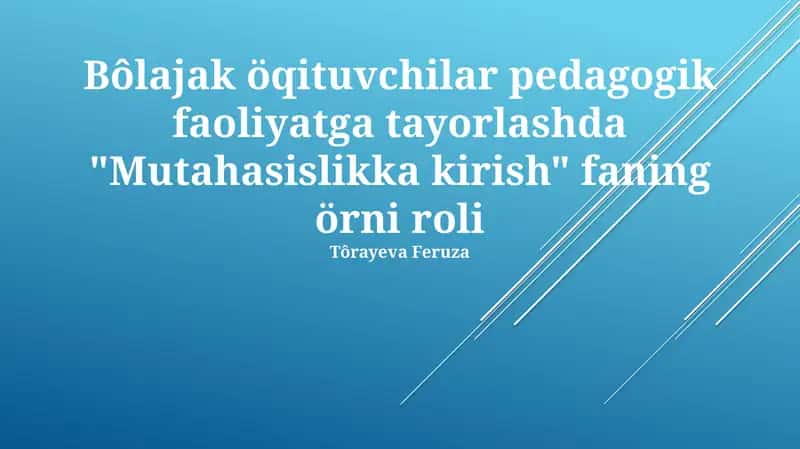 Amaliy mashg'ulotlar va o'quv uslublari kursi 1