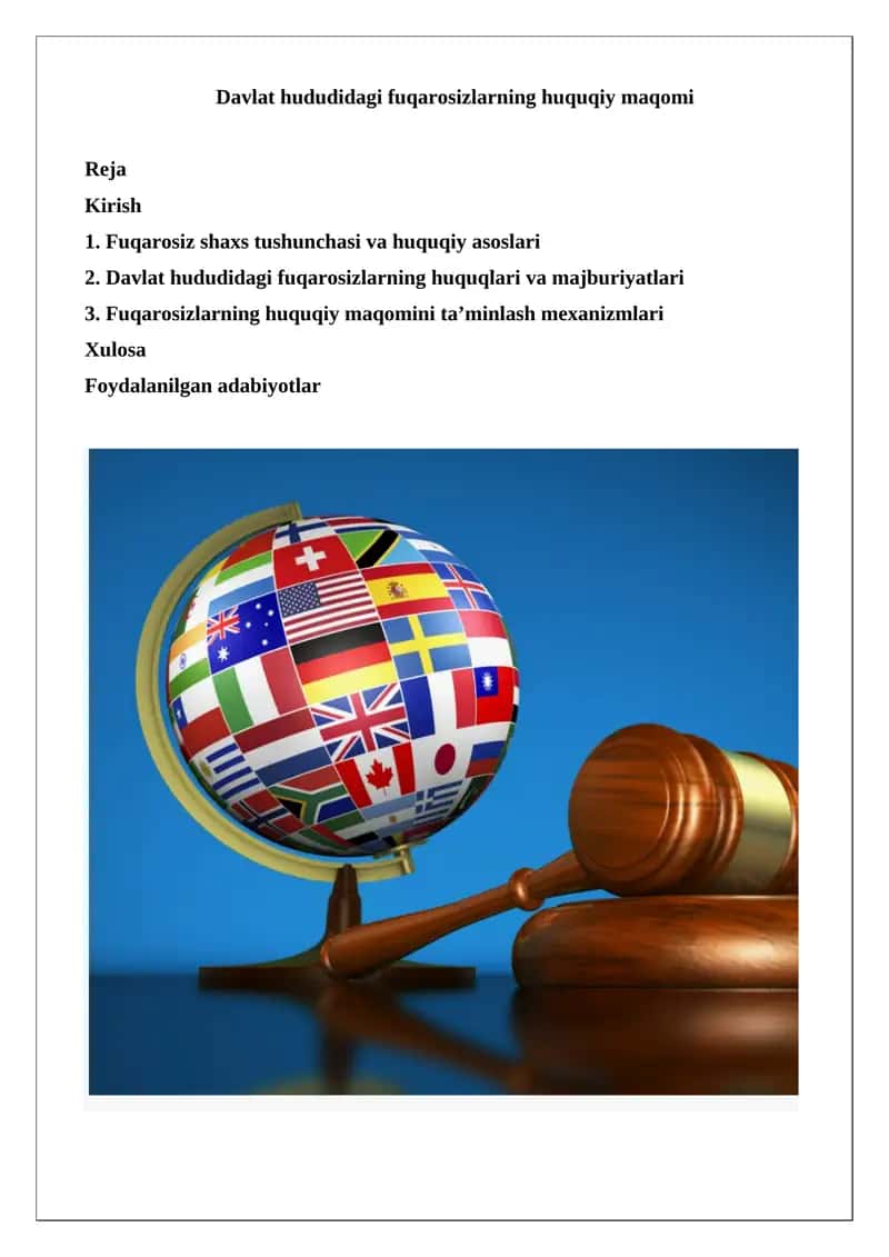 Davlat hududidagi fuqarosizlarning huquqiy maqomi 1