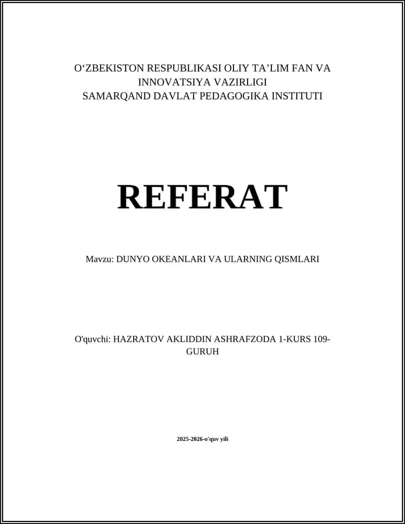 DUNYO OKEANLARI VA ULARNING QISMLARI 1