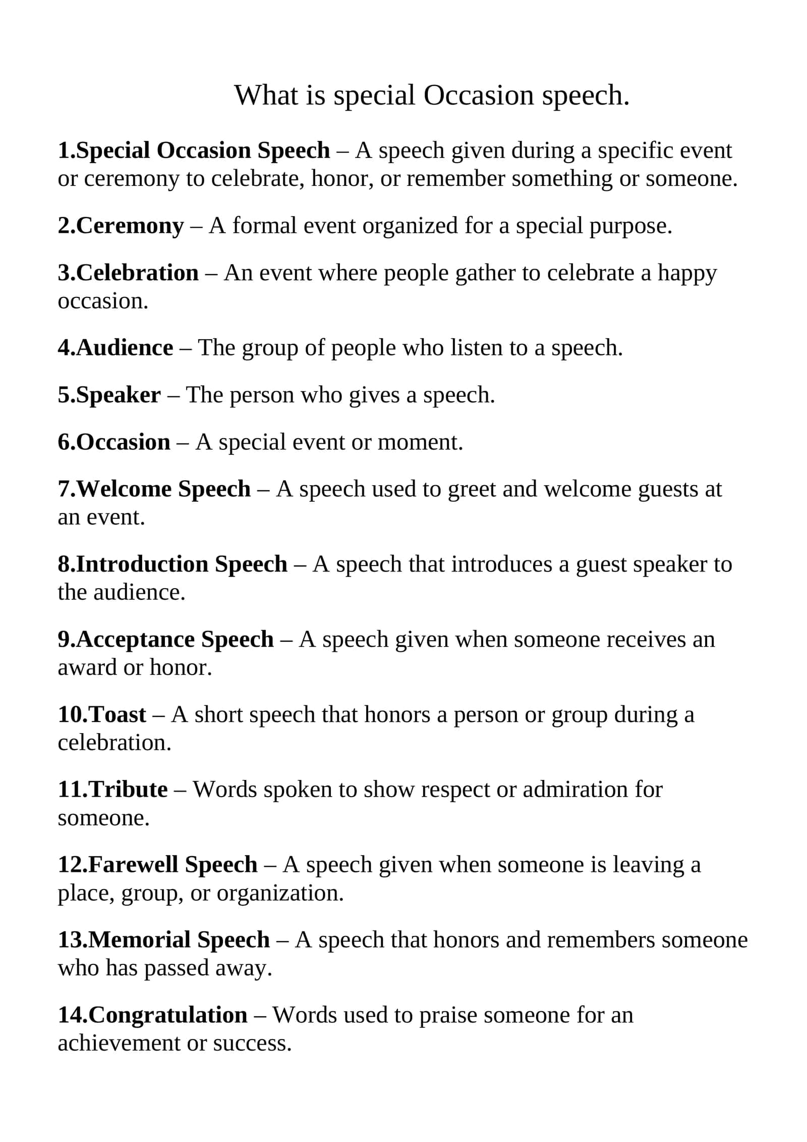 Special Occasion Speech 1