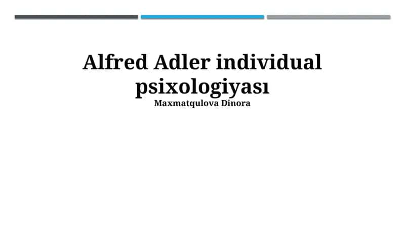 Alfred Adler individual psixologiyasi 1