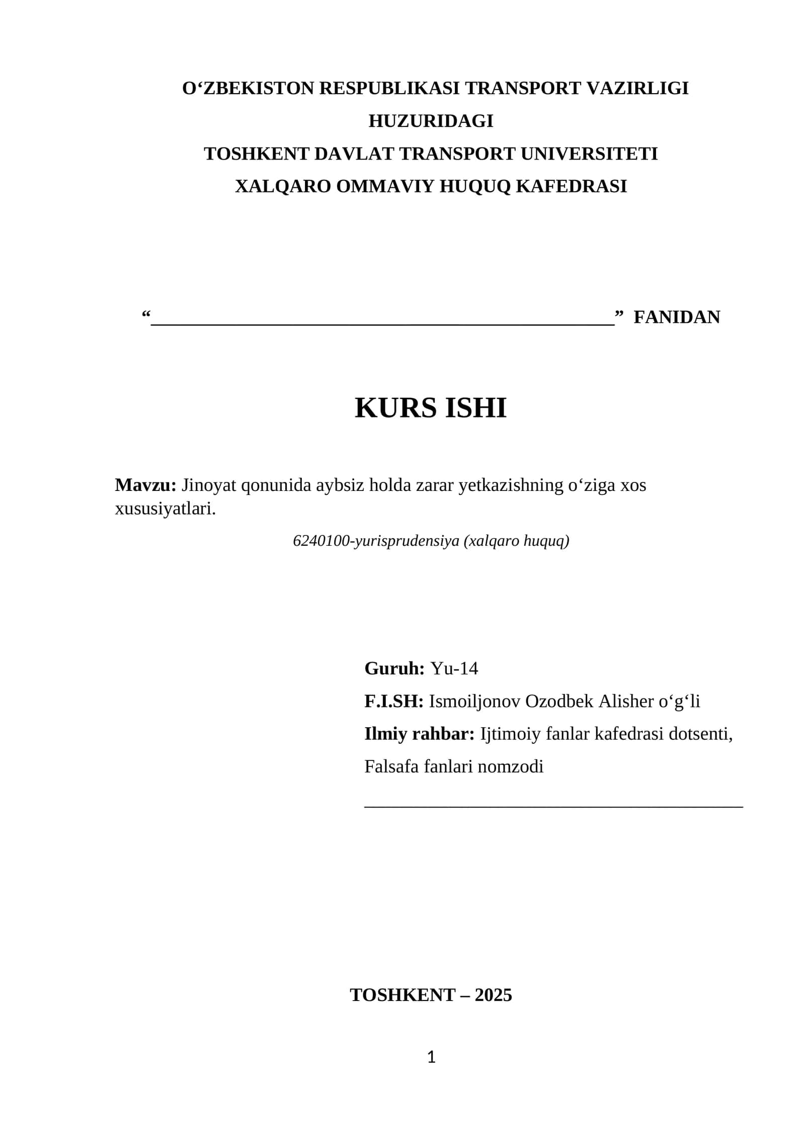 KURS ISHI 1