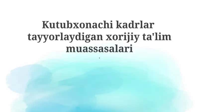 Kutubxonachi kadrlar tayyorlash 1