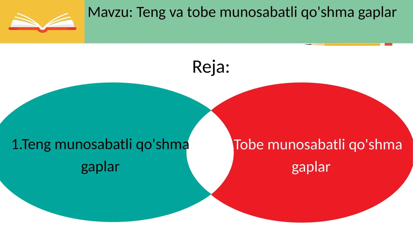Teng va tobe munosabatli qo'shma gaplar 1