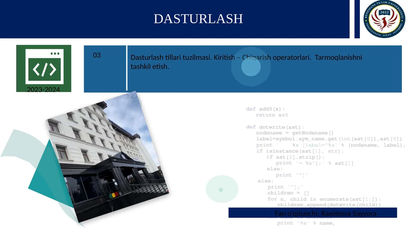 DASTURLASHI 1