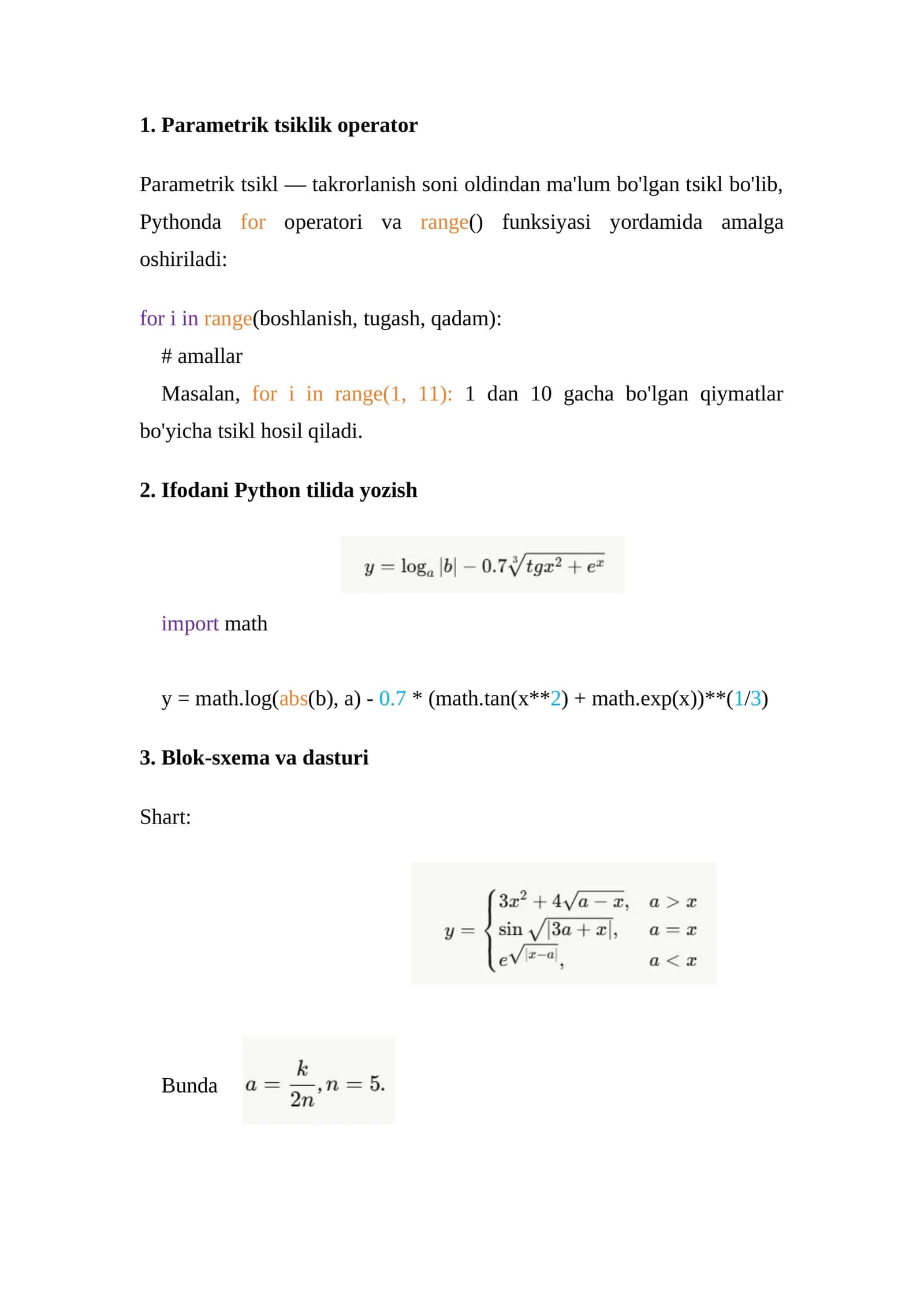 Parametrik tsiklik operator 1