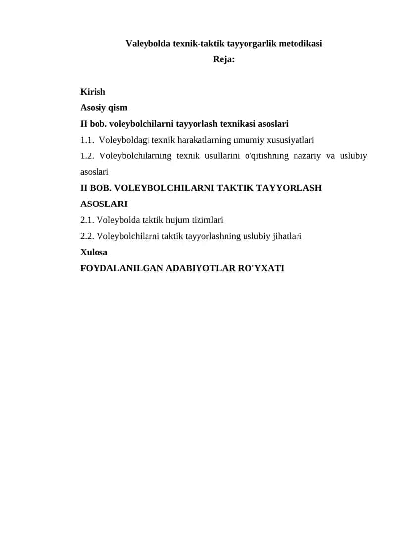 Voleybolda texnik-taktik tayyorgarlik metodikasi 1