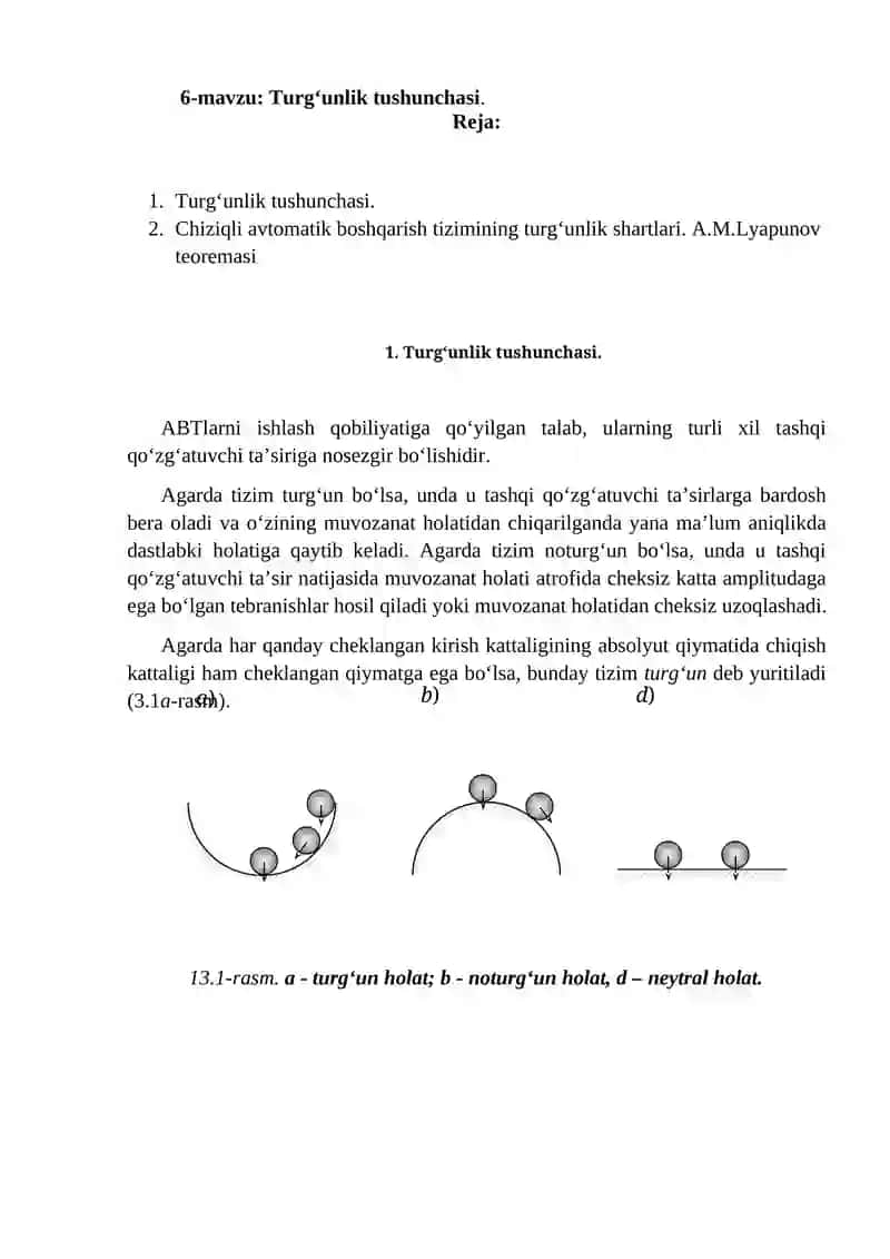 Turg‘unlik tushunchasi 1
