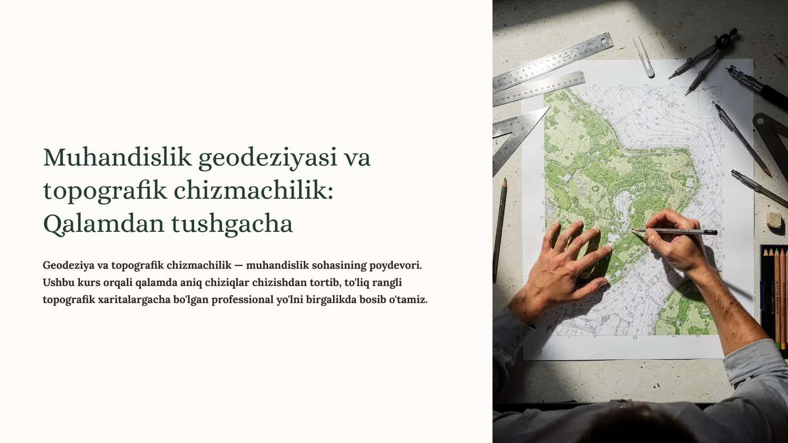 Muhandislik geodeziyasi va topografik chizmachilik: Qalamdan tushgacha 1