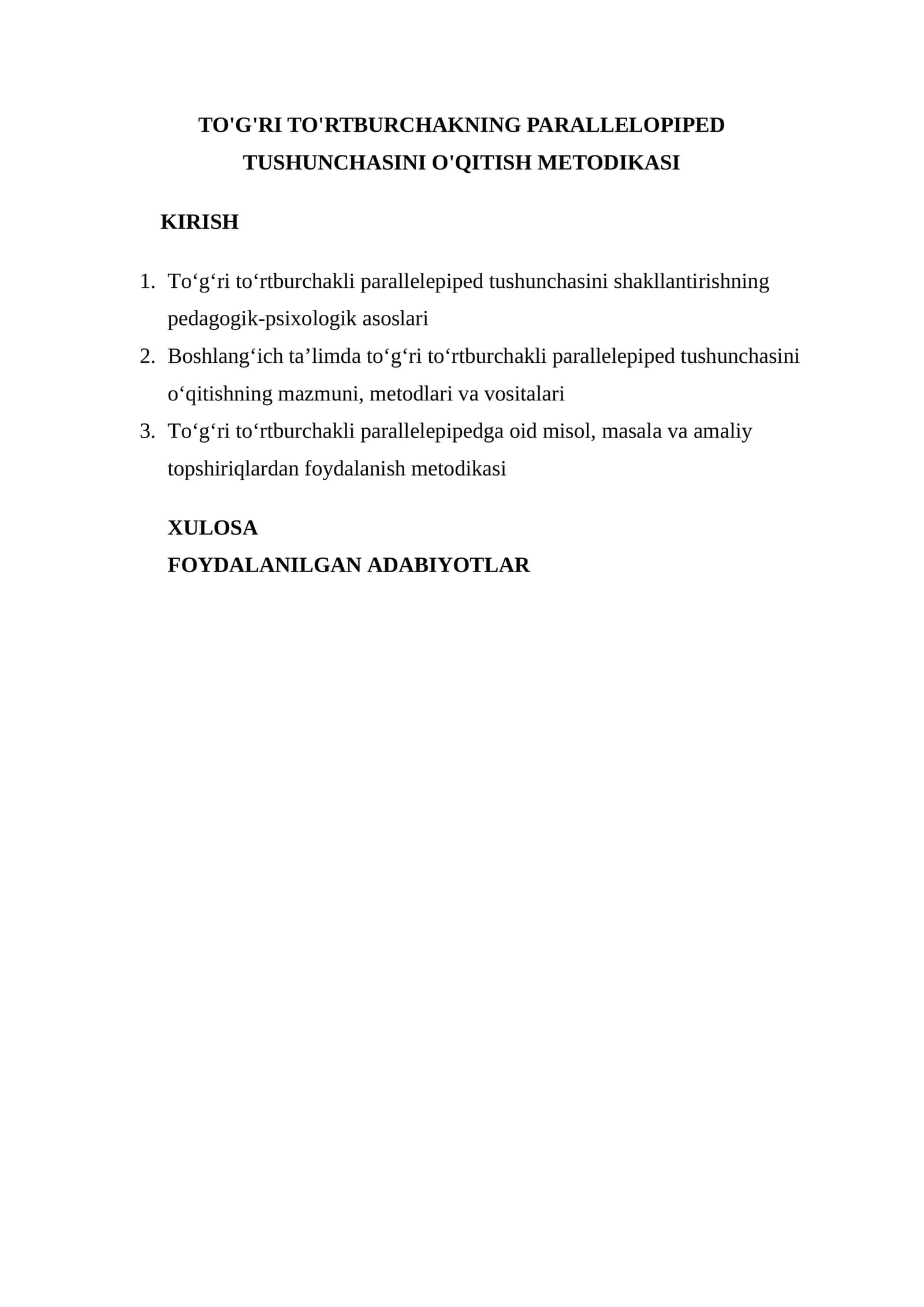 To'g'ri to'rtburchakning parallelopiped tushunchasini o'qitish metodikasi 1
