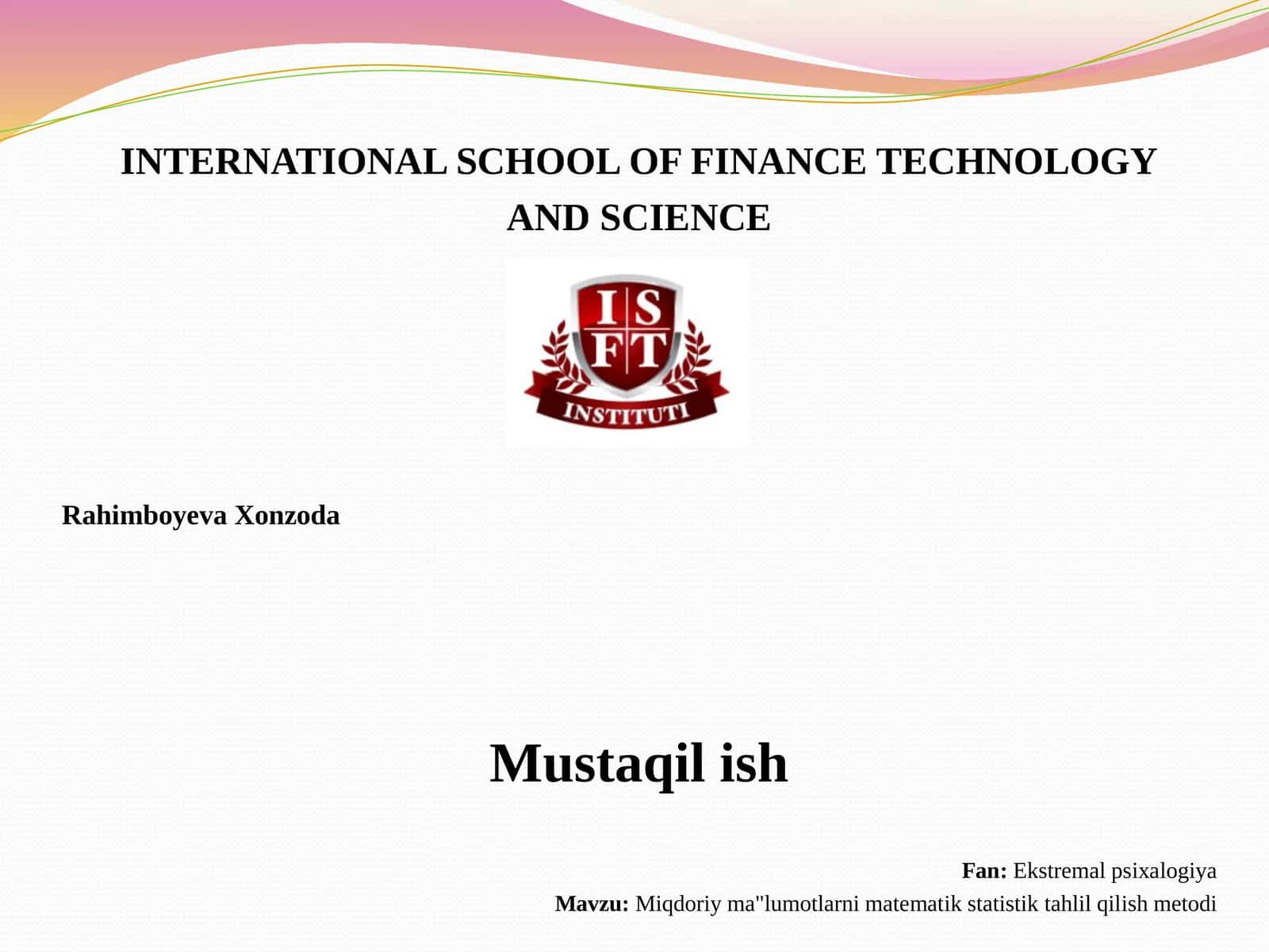 Miqdoriy ma'lumotlarni matematik statistiktahlil qilish metodi 1