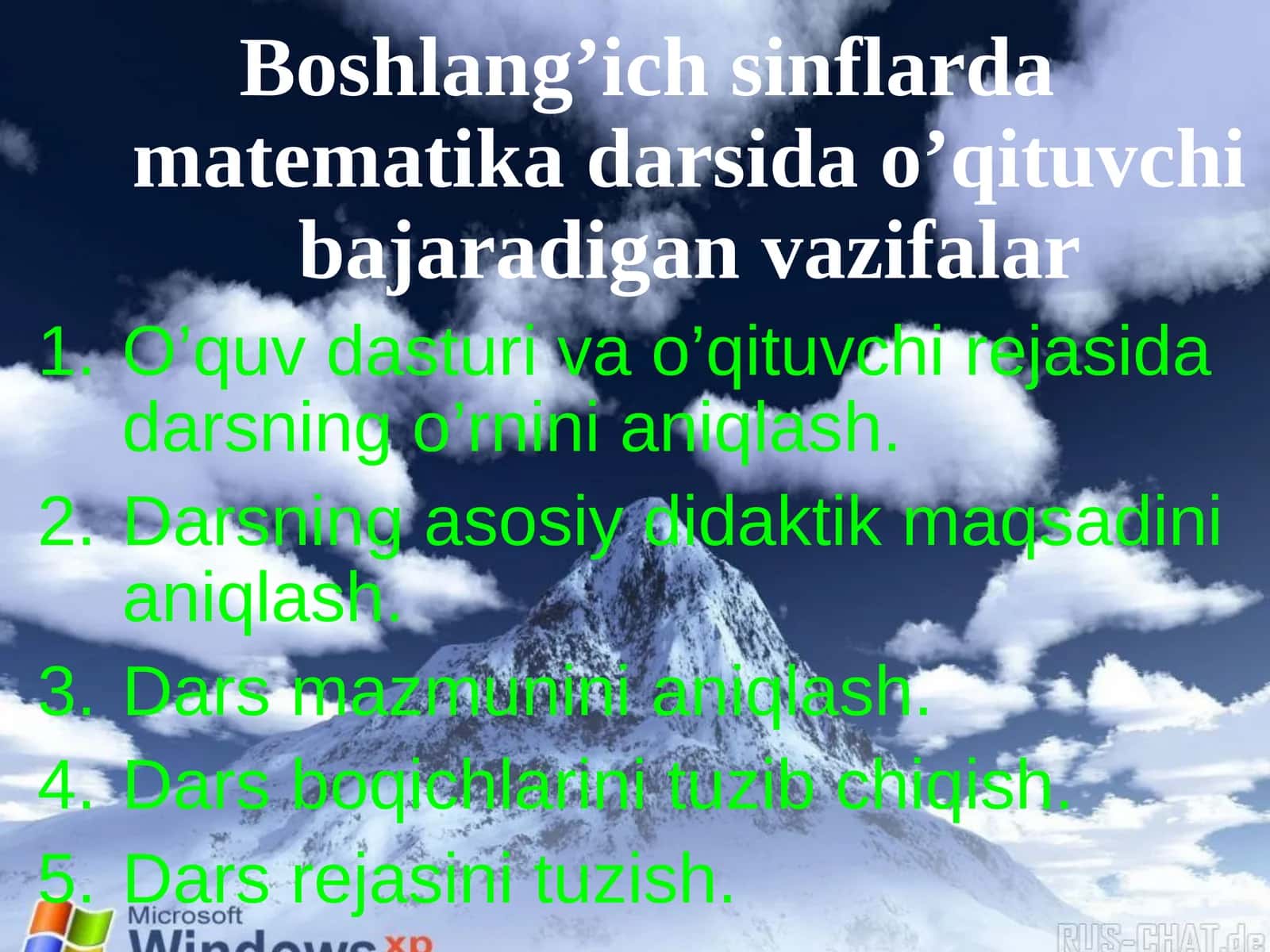 Boshlang’ich sinflarda matematika darsida o’qituvchi bajaradigan vazifalar 1