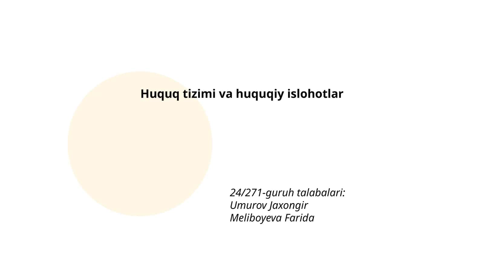 Huquq tizimi va huquqiy islohotlar 1
