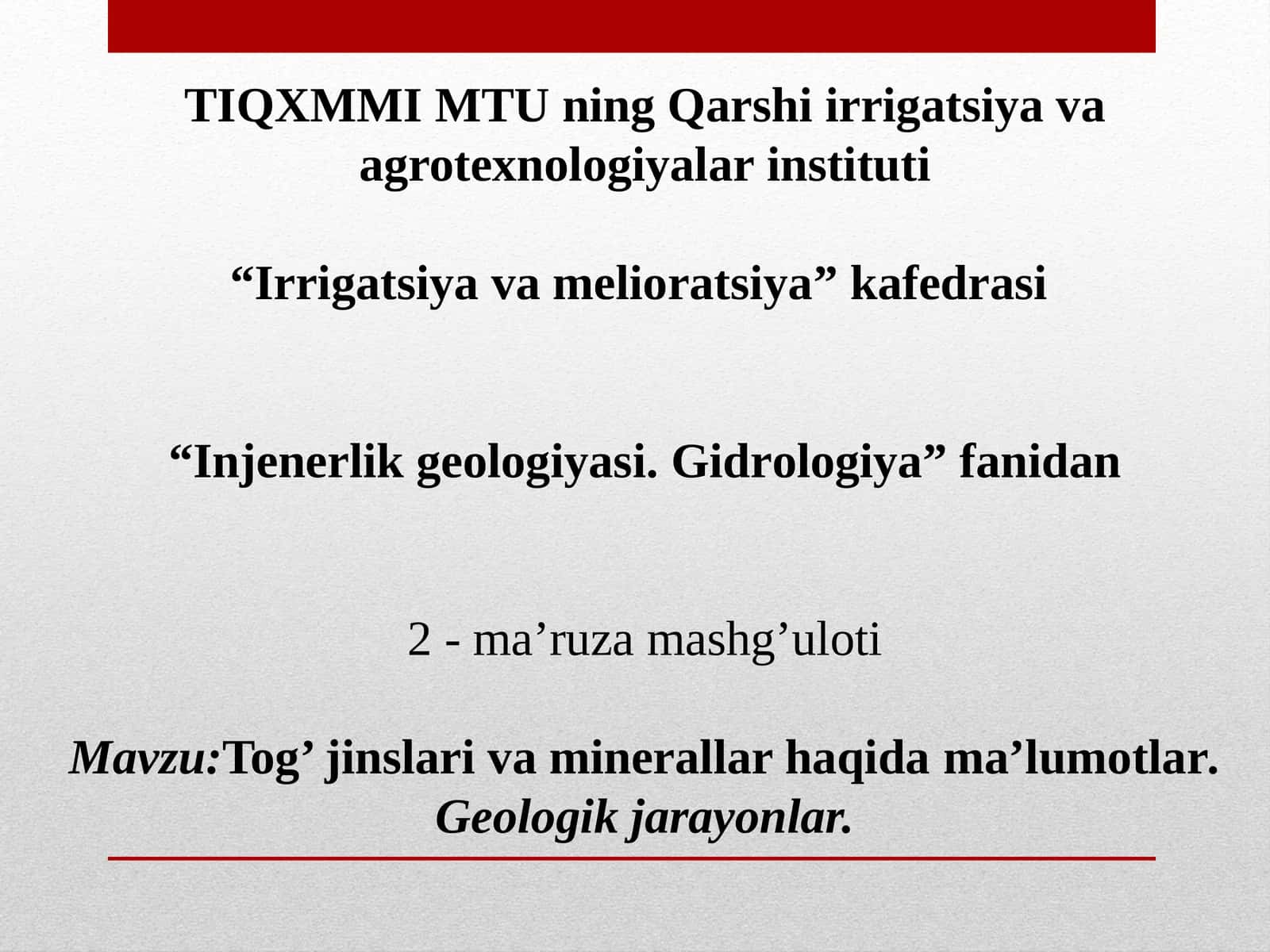 Injenerlikgeologiyasi.Gidrologiya 1