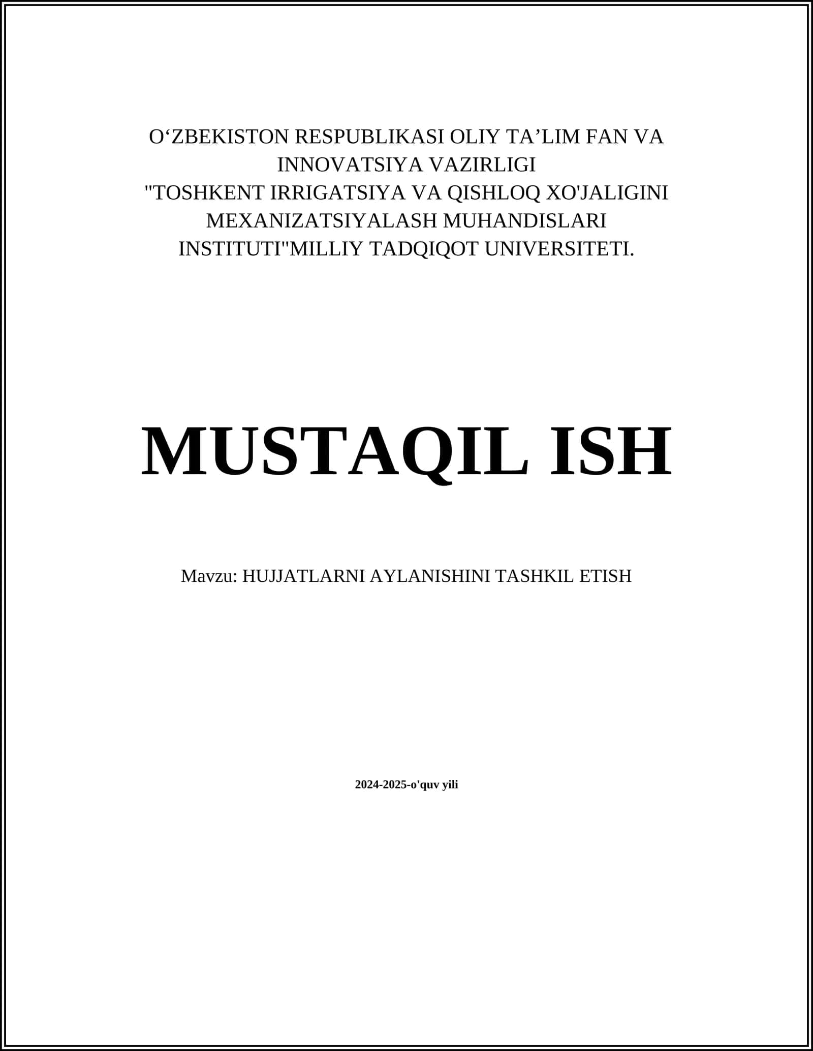 HUJJATLARNI AYLANISHINI TASHKIL ETISH 1
