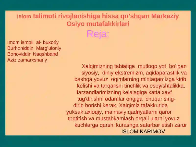 Islomtalimoti rivojlanishi
