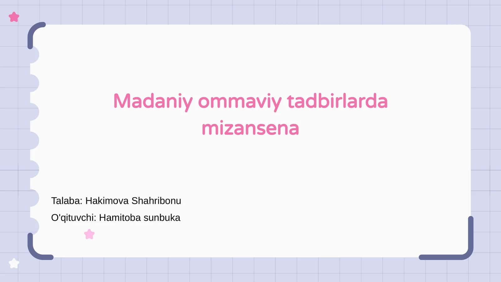 Madaniy ommaviy tadbirlarda mizansena asoslari 1
