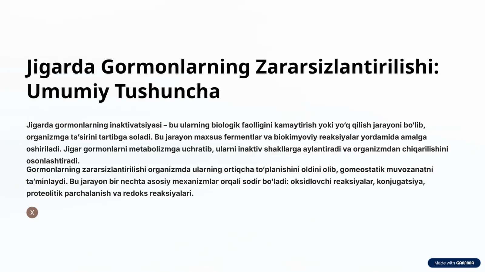Jigarda Gormonlarning Zararsizlantirilishi: Umumiy Tushuncha 1